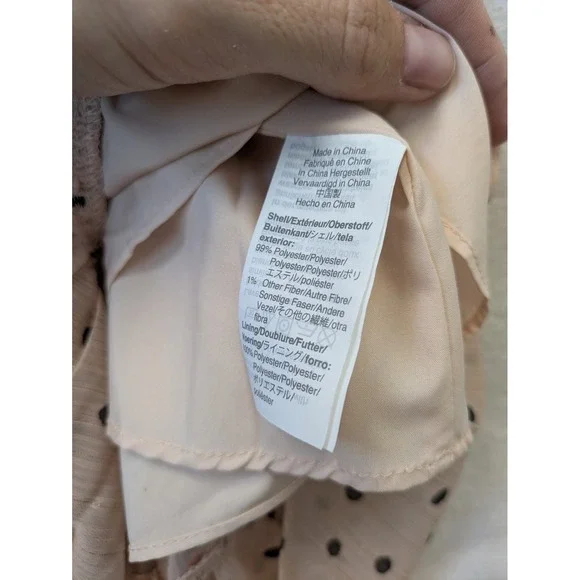 Madewell Maxi Dress Women's 6 Pink Polka Dot Ruffle Faux Wrap Lined V-Neck Zip - Picture 9 of 11